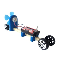 kids creative diy wooden assembly air propeller electric racing car model physics early education toy