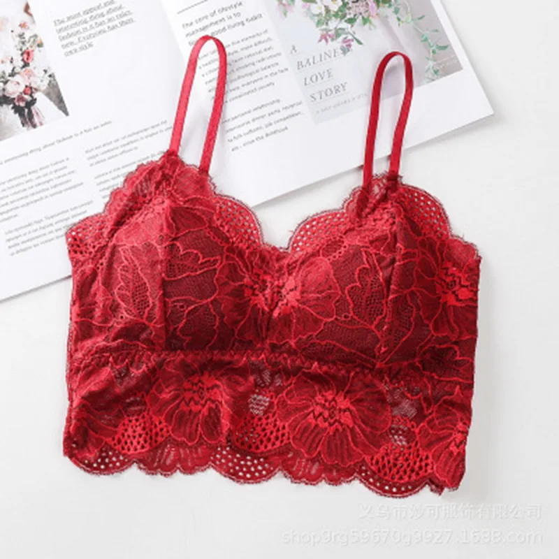 Summer Women Lace Sexy Top Sun Sleeveless Solid Tops Unpadded Bralette Bra Bustier Zipper Back Club Crop Tank Free Size lingerie