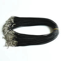wholesale 100pcslot 1 5mm black wax leather cord rope necklaces 45cm with lobster clasp jewelry for diy pendants free shipping