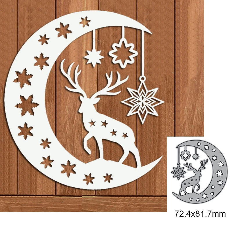 

Elk on the Moon Christmas Metal Cutting Dies For DIY Scrapbook Cutting Die Paper Cards Embossed Decorative Craft Die Cut New