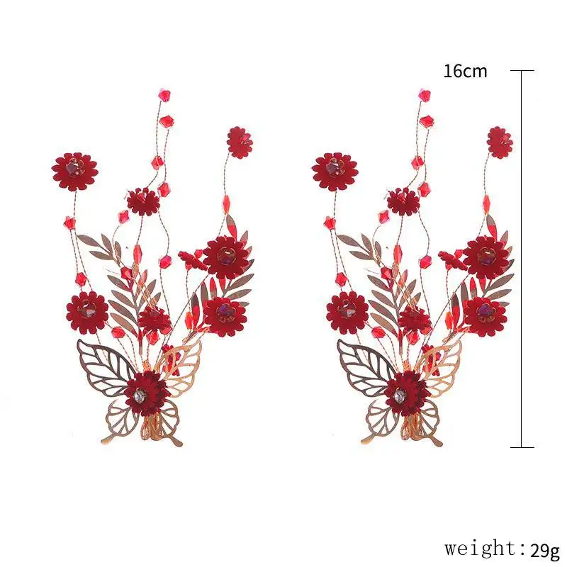 

DIY Hair Accessories Gold Leafs Hair Clips Claws Barrettes New Red Flower Hairpin Headdress Butterfly Headdress Wedding Jewelry