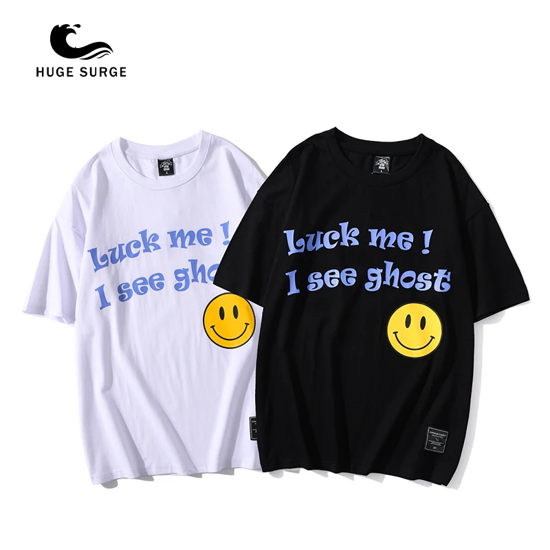 

2021 Summer New Men's Short-sleeved T-shirt Loose Round Collar Personalized Print Jacket Couples Casual Bottom Shirt