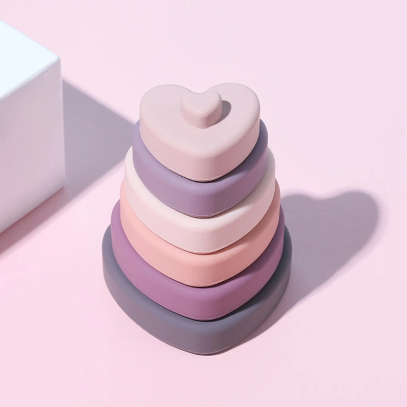 

Baby Soft Food Grade Silicone Teether 3D Stacking Building Blocks Early Educational Sensory Toys for Infant