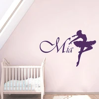personalized name ballet dancing dancer ballerina wall sticker vinyl home decor girls room nursery decals removable mural 3837