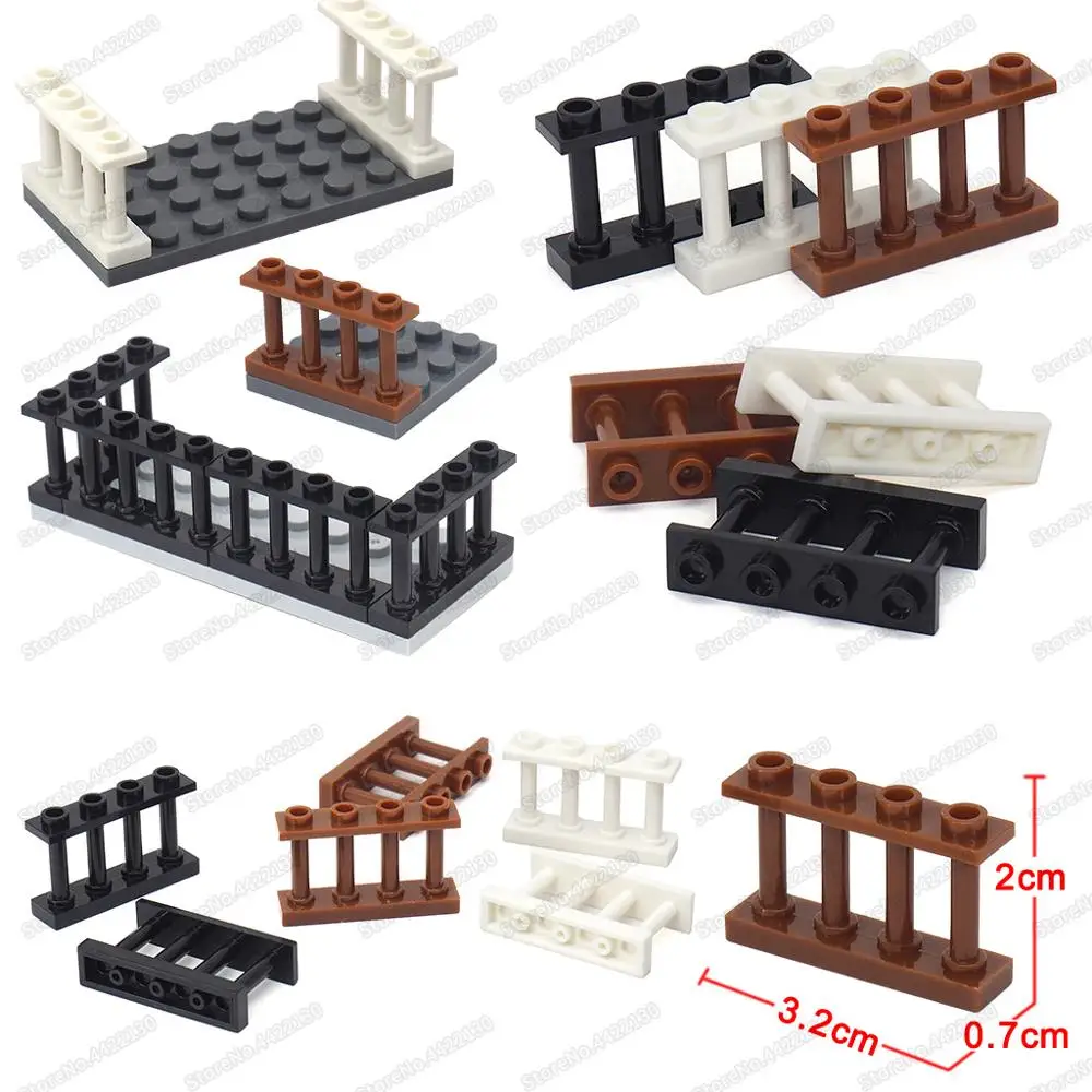 Городской блок забор Строительные блоки Набор самодельные фигурки дома балкон