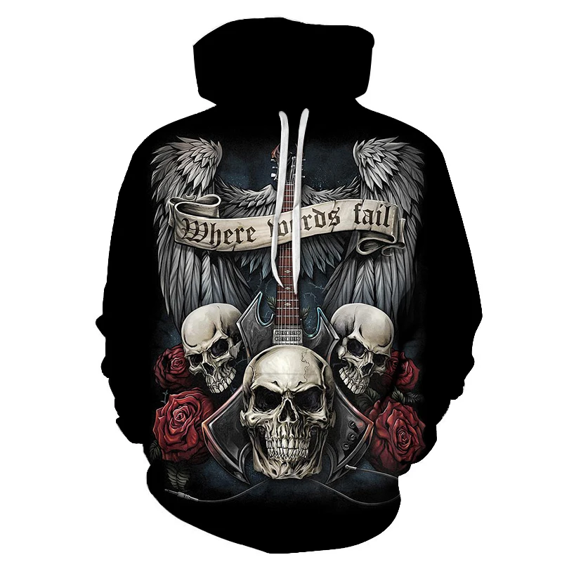 

Модная мужская толстовка с капюшоном new design Heavy Metal Rock Skull, Повседневная Толстовка, XXS-6XL
