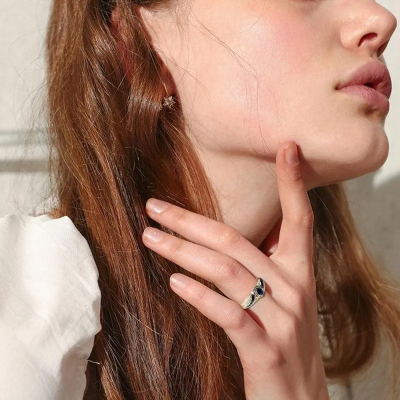 5 # разъемная застежка молния 11 микро набор кольцо с голубым Цирконом 14k золото