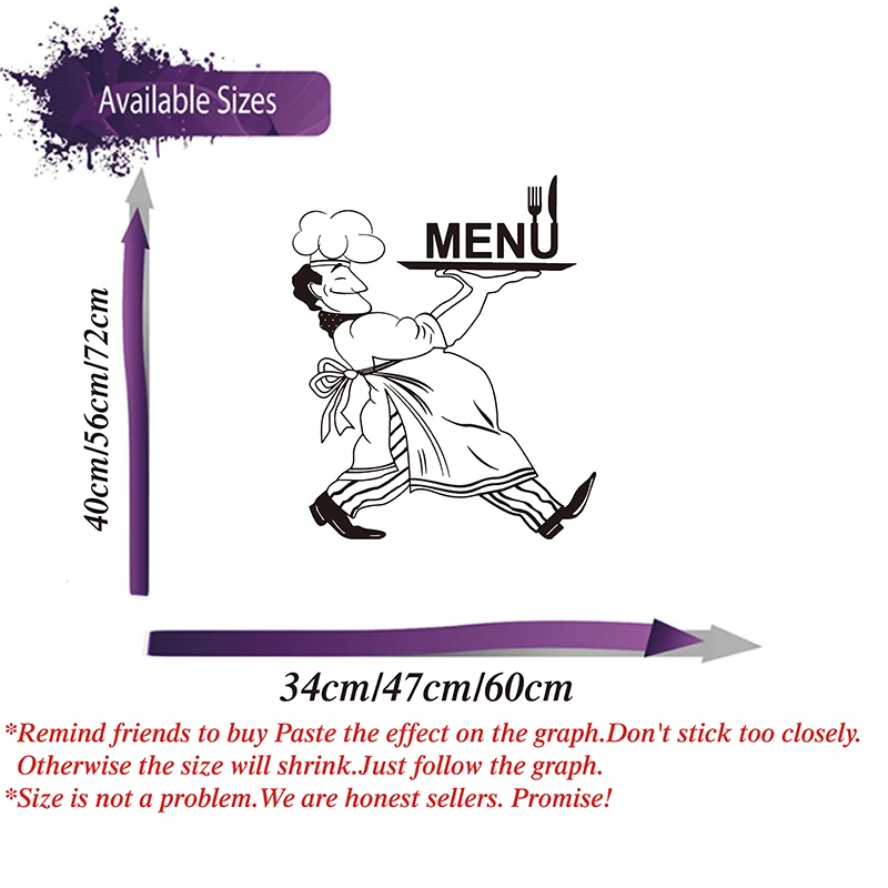 Современная плита меню шеф-повара розетка Настенная Наклейка для бара кухни