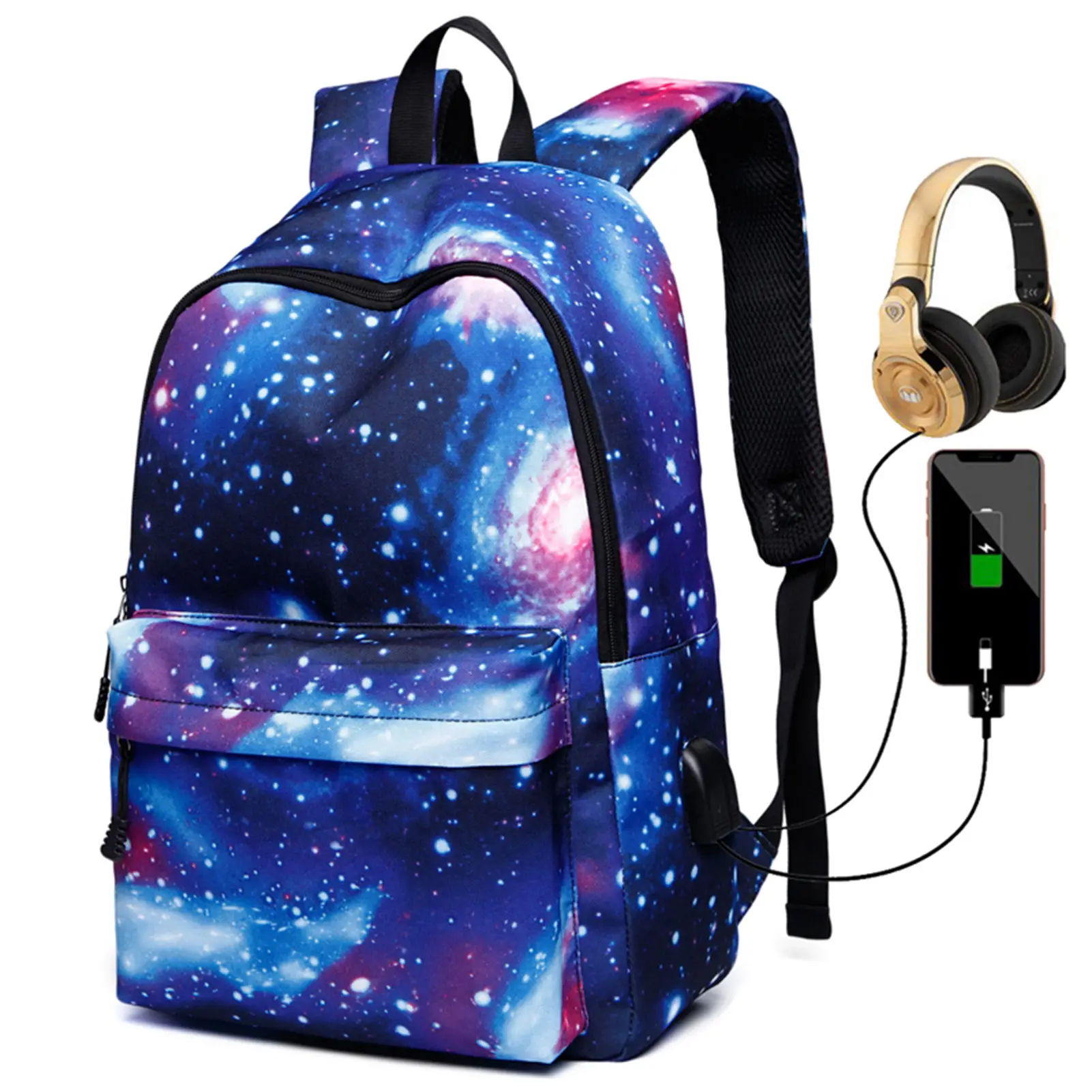 

Galaxy Backpack Kids School College Laptop USB Charging Port Backpack Galaxy Space For Women Men Casual Backpack Steadfast