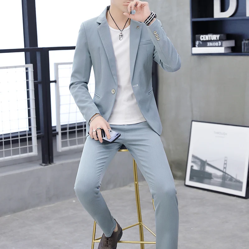 

Blazer Suits for Men Wedding Slim Fit Men Formal Suits Fashion Business Casual Blue Costume Homme Mariage Blazers BG50XF