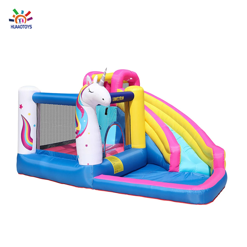 

Unicorn Inflatable Water Slides Trampoline Bouncer for Kids Bouncy Castle Small Air Bounce House with Blower