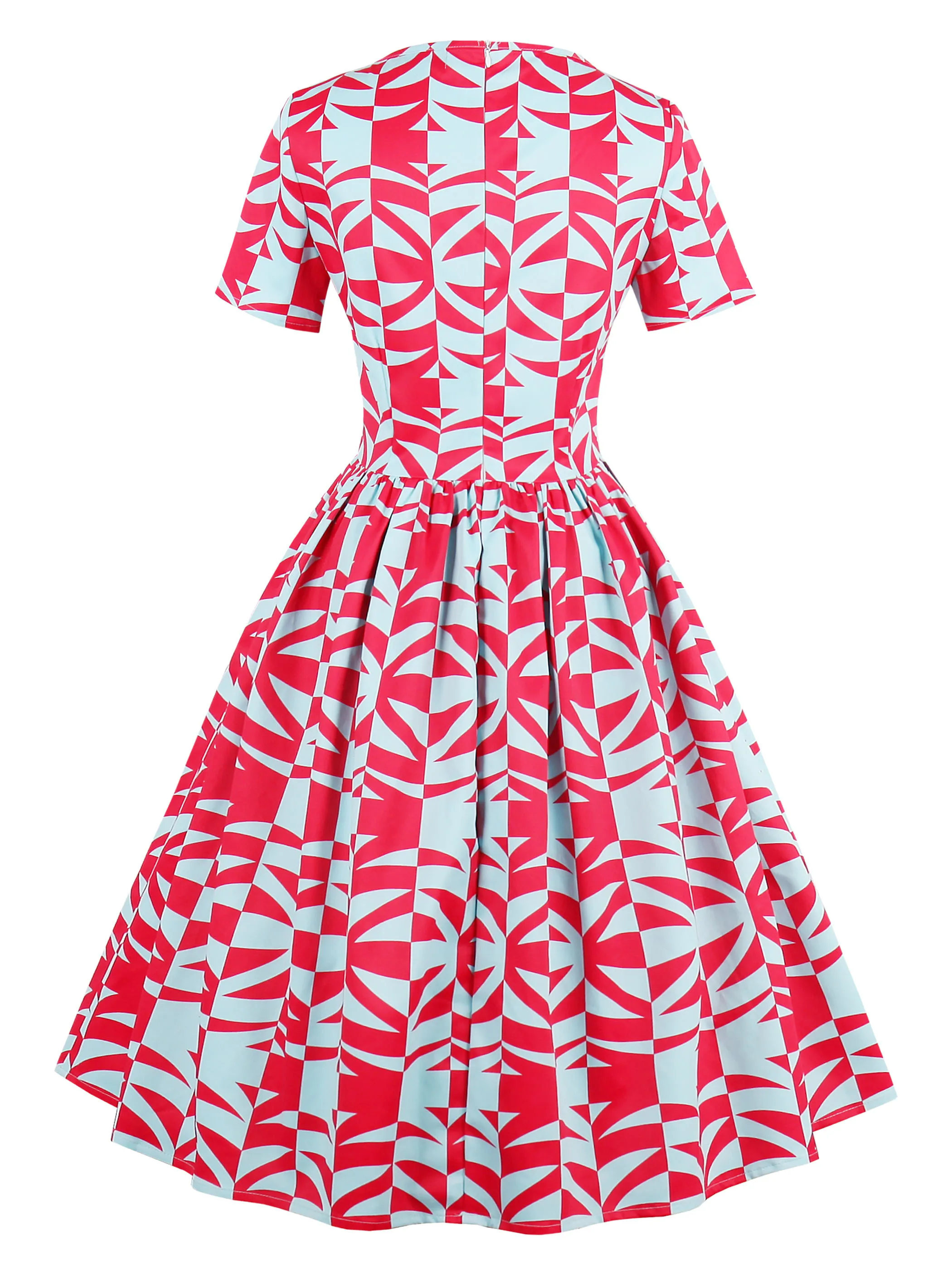 Женское платье с геометрическим рисунком рокабилли на весну и лето 2020 винтажное
