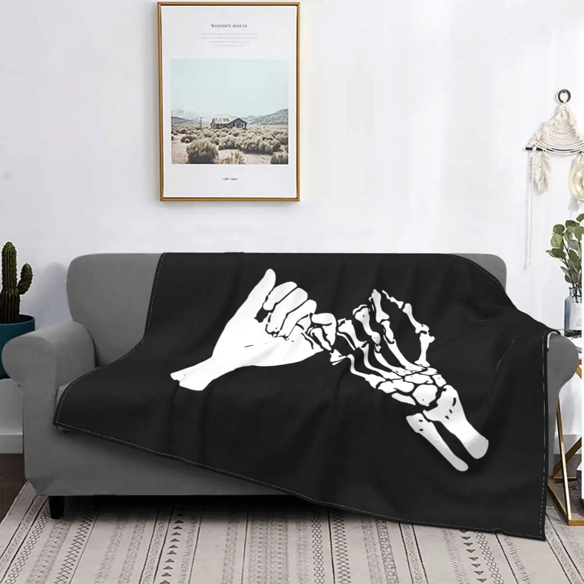 

Eternal Love Skull Hand Blankets Coral Fleece Decoration Curiosities Bone Soft Throw Blankets for Home Office Bedding Throws