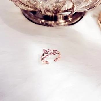 

Butterfly Micro Inlaid Open Ring Ladies Fashion Index Finger Ring Accessories Jewelry Wholesale J097 Rings for Women