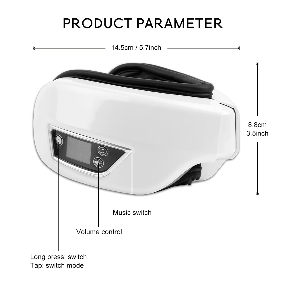 Foldable Eye Massager Air Pressures Fatigue Relieve Vibration Hot Compress Tool Heating Bluetooth Music Relieves | Красота и здоровье