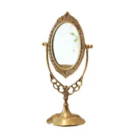 Handmade Brass Gold Carved Vanity Mirror Mirror Makeup Beauty Creative Mirror Framed Wall Art Antique Collection Lucky Crafts