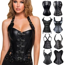 Steampunk – Bustier Sexy en acier désossé à lacets dans le dos, Corset pour femmes, cintré à la taille, noir, grande taille, nouvelle collection S 6XL  (4)