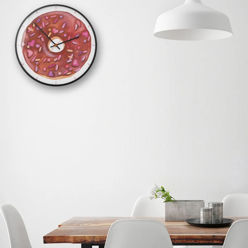 Донаты 3D Металлические Кварцевые Настенные Часы Для Домашнего Украшения Бесшумный Механизм Современный Дизайн Мут Duvar Saati On.