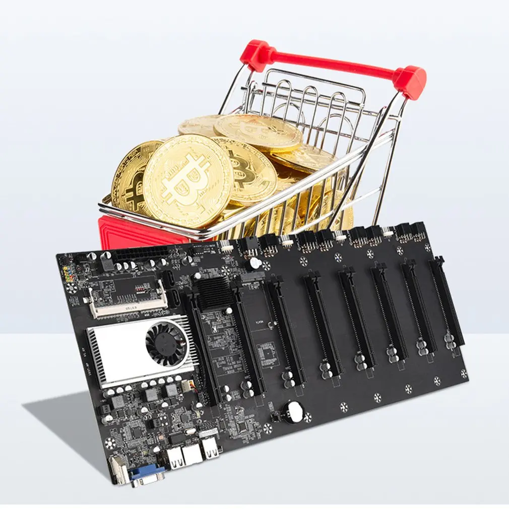 

BTC-37 Miner Motherboard CPU Set 8 Video Card Slot DDR3 Memory Integrated VGA Interface Low Power Consumption