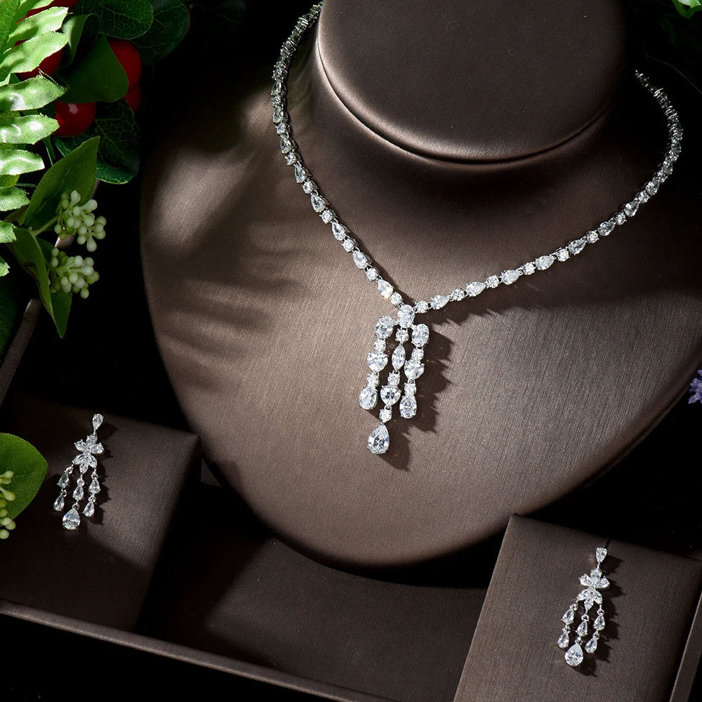 Классические серьги и ожерелье HIBRIDE для женщин простые элегантные в форме капли