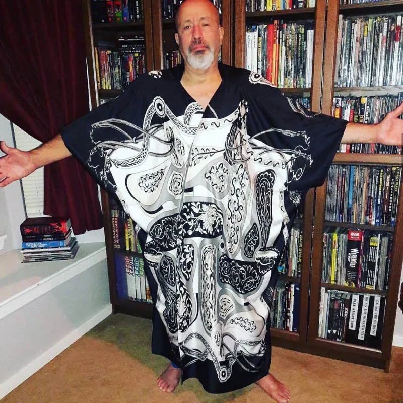 Халат-кимоно Мужской Шелковый с длинным рукавом и принтом дракона - купить по