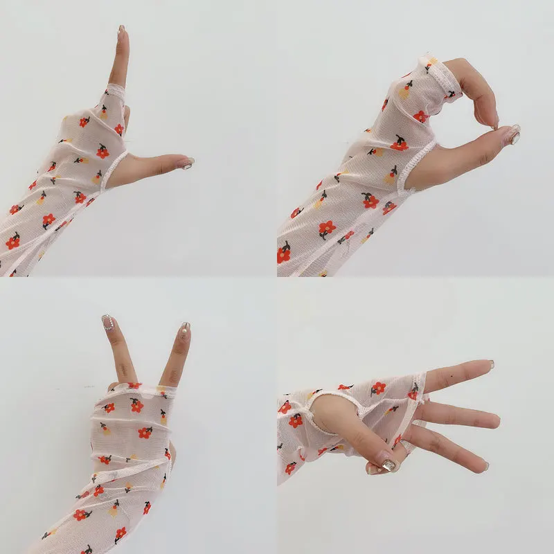 Женские солнцезащитные перчатки с принтом модные для вождения из ледяного шелка