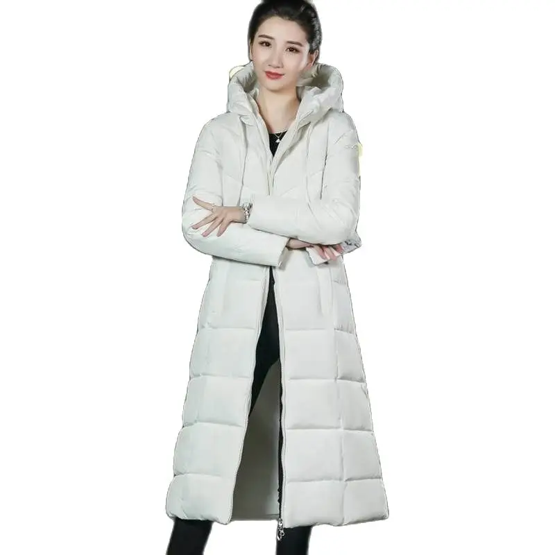 Plus Size Fashion 6xl Women's Jackets 2022 New Korean Winter Mid-Length Over The Knee Winter Jacket Women Hooded Padded Jacket