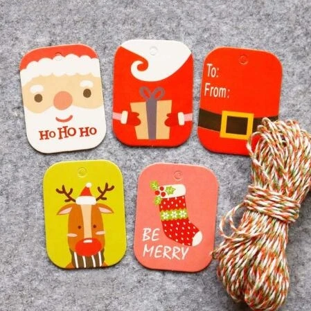 50 шт./лот Санта Клаус Снеговик Олень бумажная этикетка вешалки вечерние DIY Декор