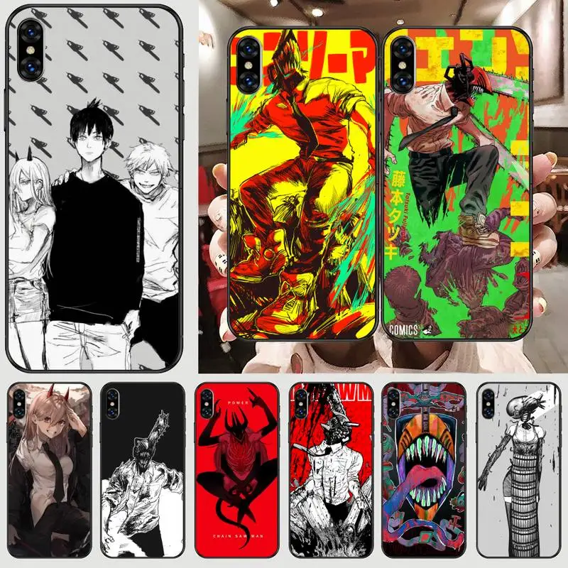 

Guscio Anime Chainsaw Man Phone Case For Black-Iphone 5 5s se 6 6s 7 8 11 12 X Xs Xr Pro Plus Max Mini Cover