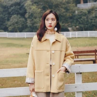 hepburn style woolen coat womens autumn winter 2020 korean single breasted high end cashmere coat female fashion outwear q351