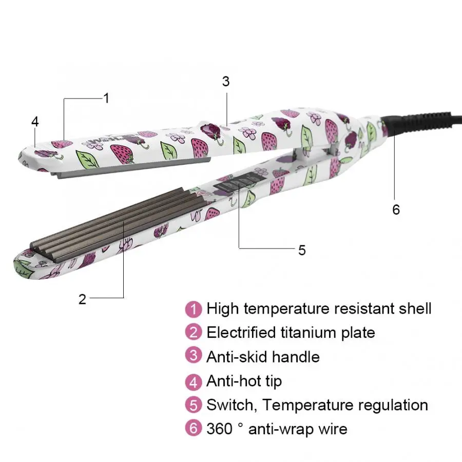 Профессиональный электрический выпрямитель для волос гофрированный утюжок