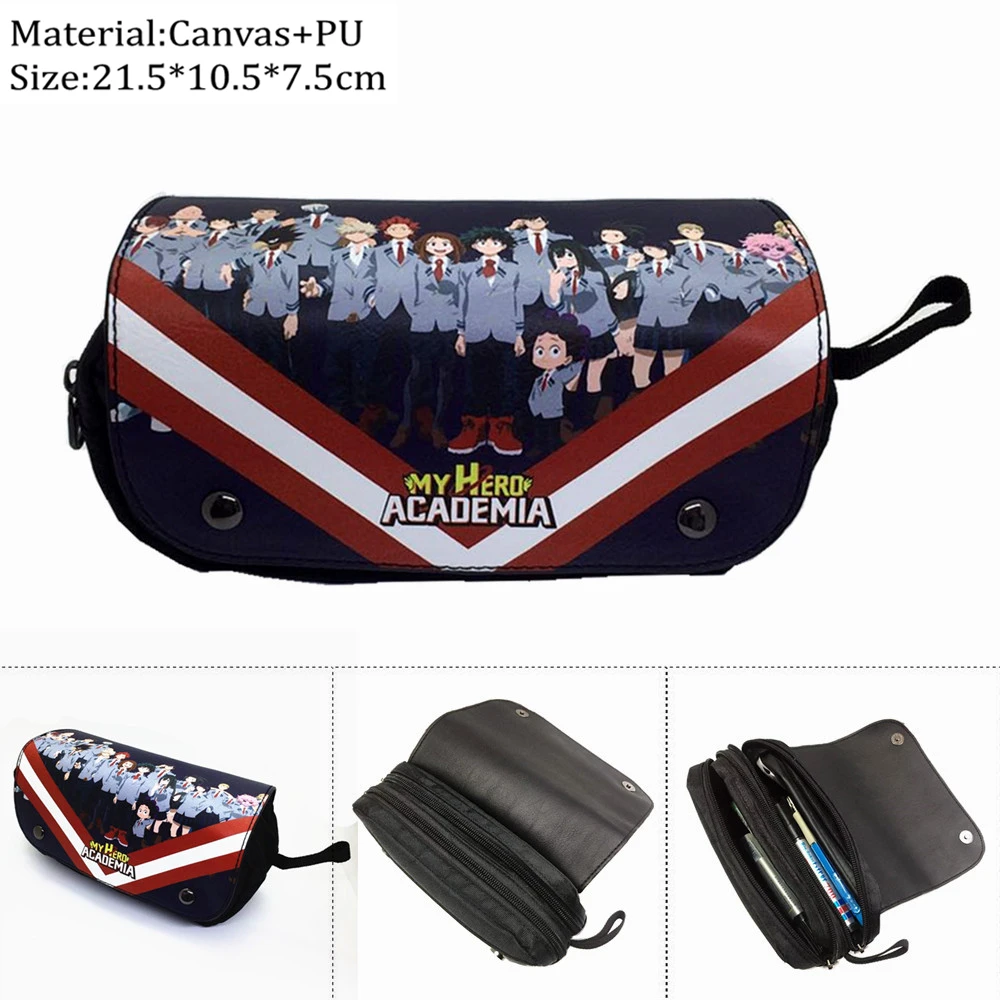 

Anime My Hero Academia Canvas Pencil Case Student Midoriya Izuku Penbag Boy Girl Zip Cosmetic Bags Cartoon Makeupbag Stationery