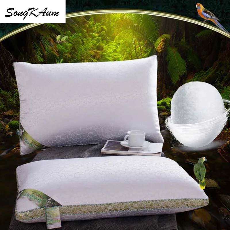 

SongKAum High-grade 100% Mulberry Silk pillow Five-star hotel health care pillows 100% Cotton Satin jacquard Cover