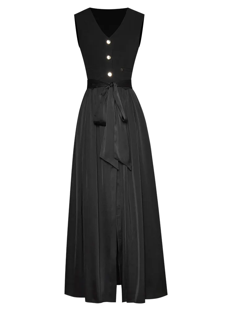 

Бальное платье без рукавов с V-образным вырезом и высоким разрезом