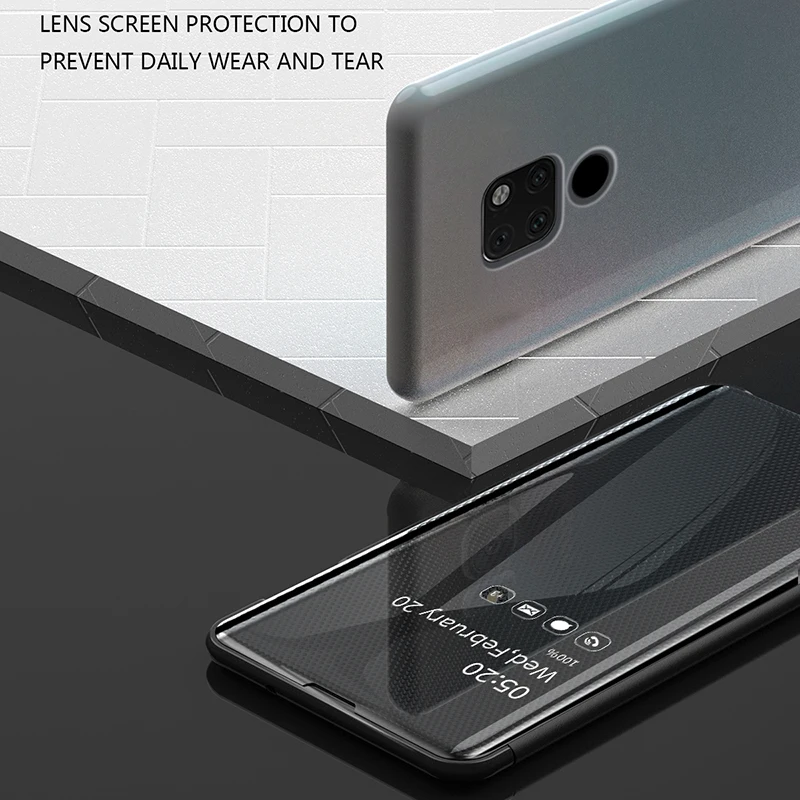 Умный зеркальный флип чехол BoeYink для Huawei P30 Pro Lite из искусственной кожи Mate 20 Pro/Mate