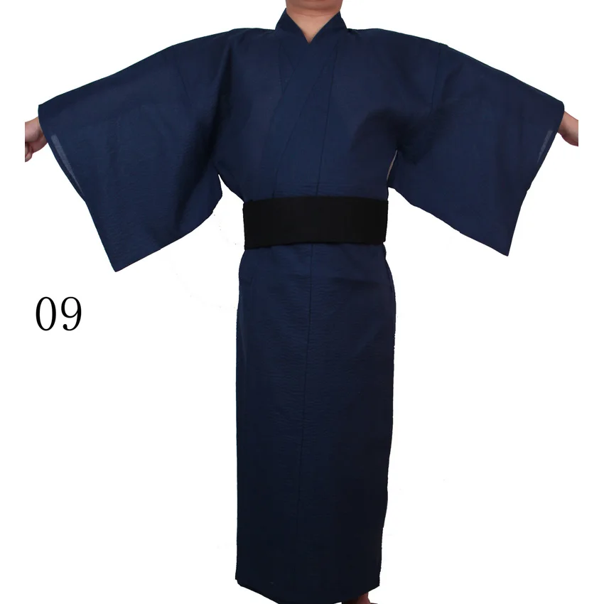 Color9 no belt Мужские японские традиционные костюмы Самурайское кимоно человек хлопок тонкий свободный стиль Yukata Jinbei Haori Роскошные Ретро косплей одежда - Цвет: Color9 no belt
