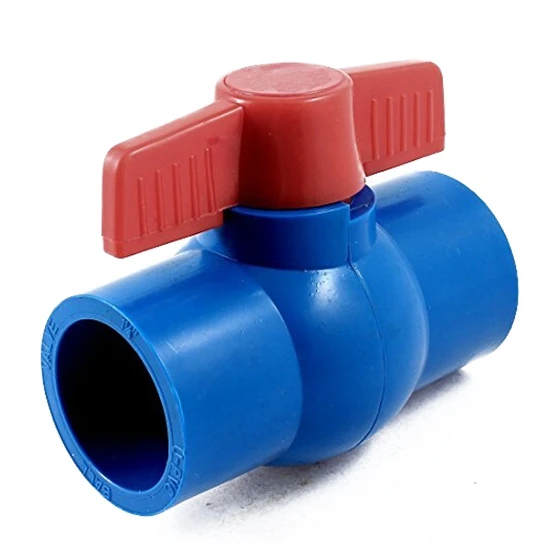 

40mm x 40mm Slip Full Port Red Handle Lever U-PVC Ball Valve Blue