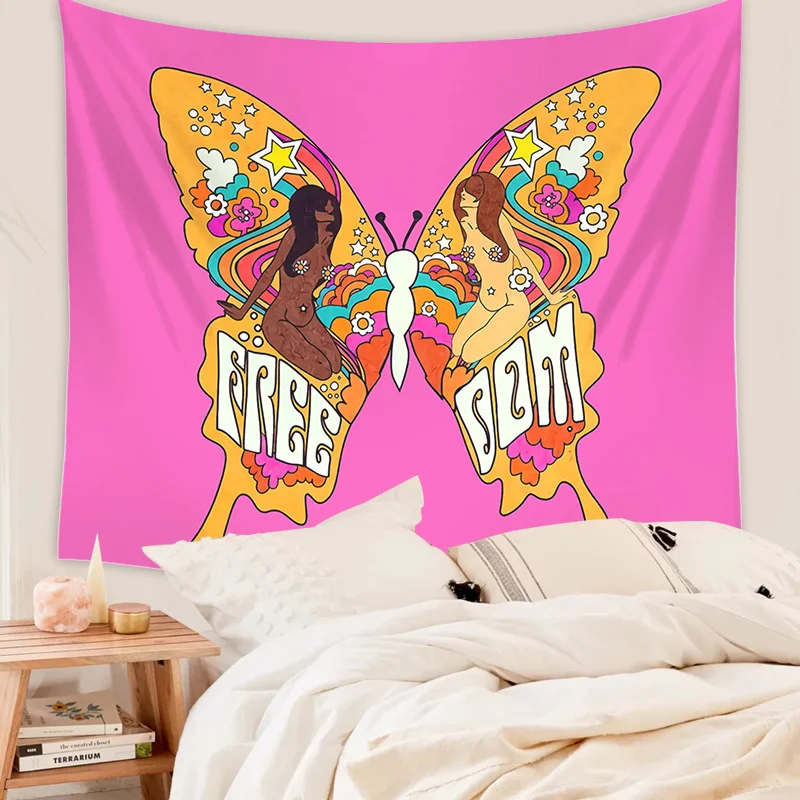 

80S Vintage Wall Tapestry Hanging Decor for Girls Dorm Roon Decoration Rainbow INS Trippy Tapestry Psychedelic Wall Covering
