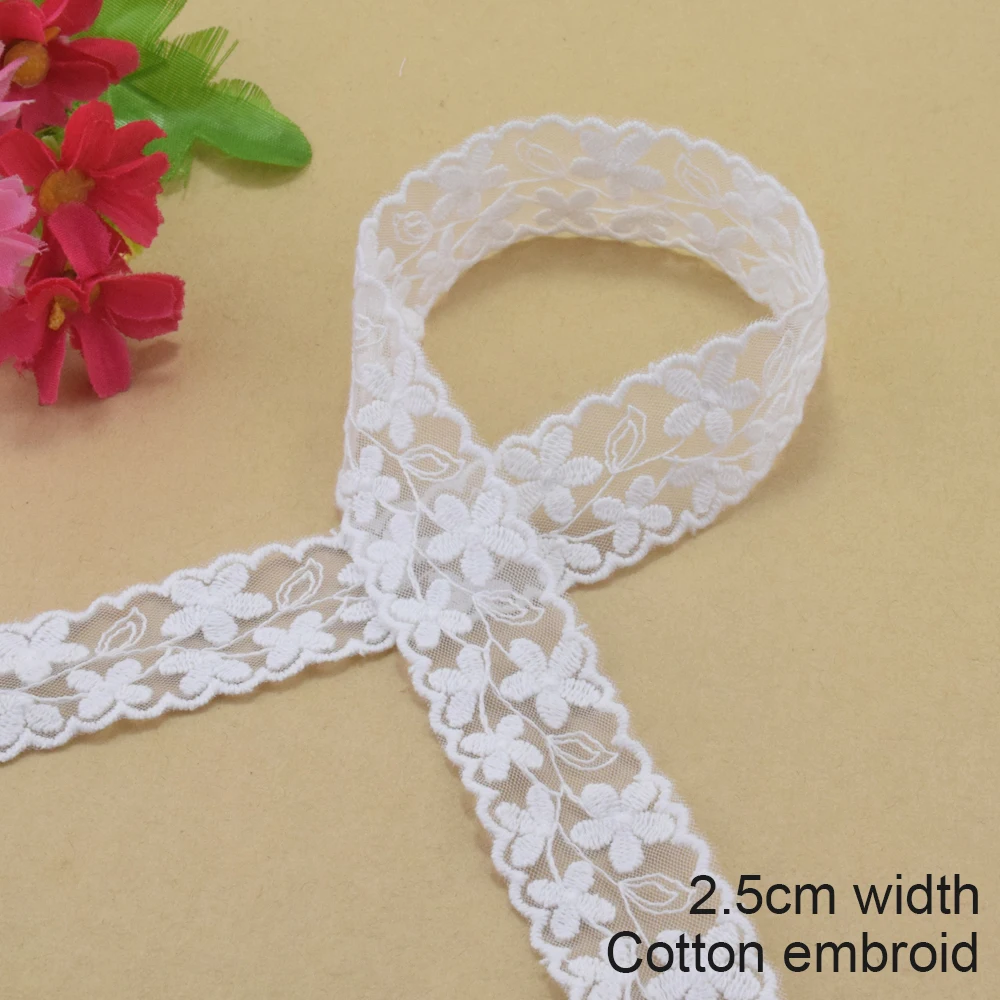 Ширина 2 5 см белая кружевная хлопковая вышивка французская лента ткань из гипюра