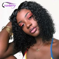 cranberry hair curly wave short bob wig 4x4 lace closure wig remy indian human hair wigs for black women pre plucked hairline