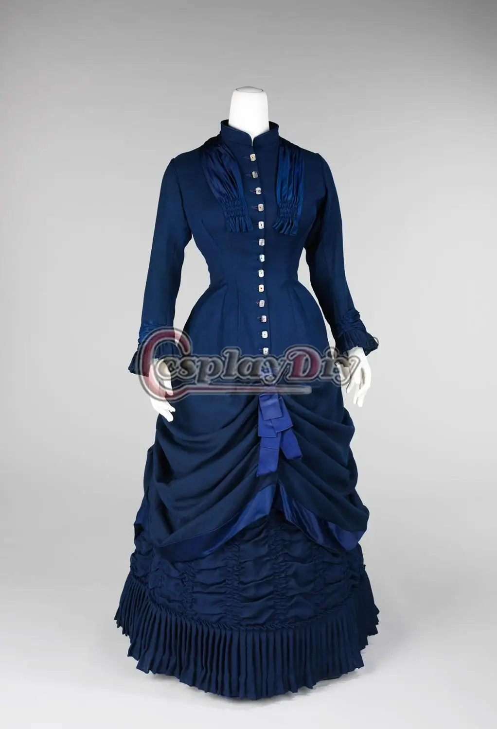 

Женское винтажное платье Cosplaydiy, голубое платье с длинным рукавом, 1860