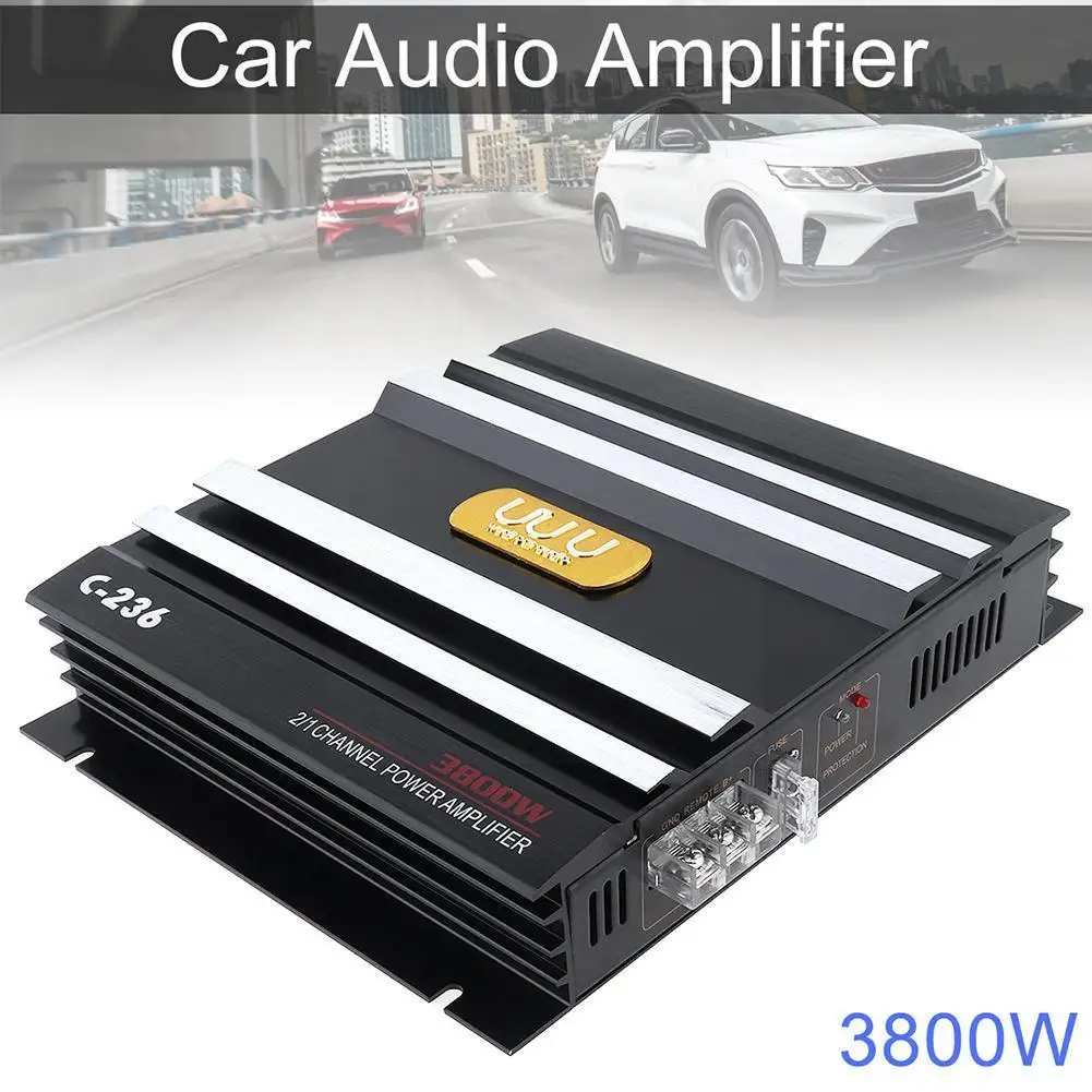 Автомобильный усилитель цифровой 2 канальный Черный алюминиевый сплав