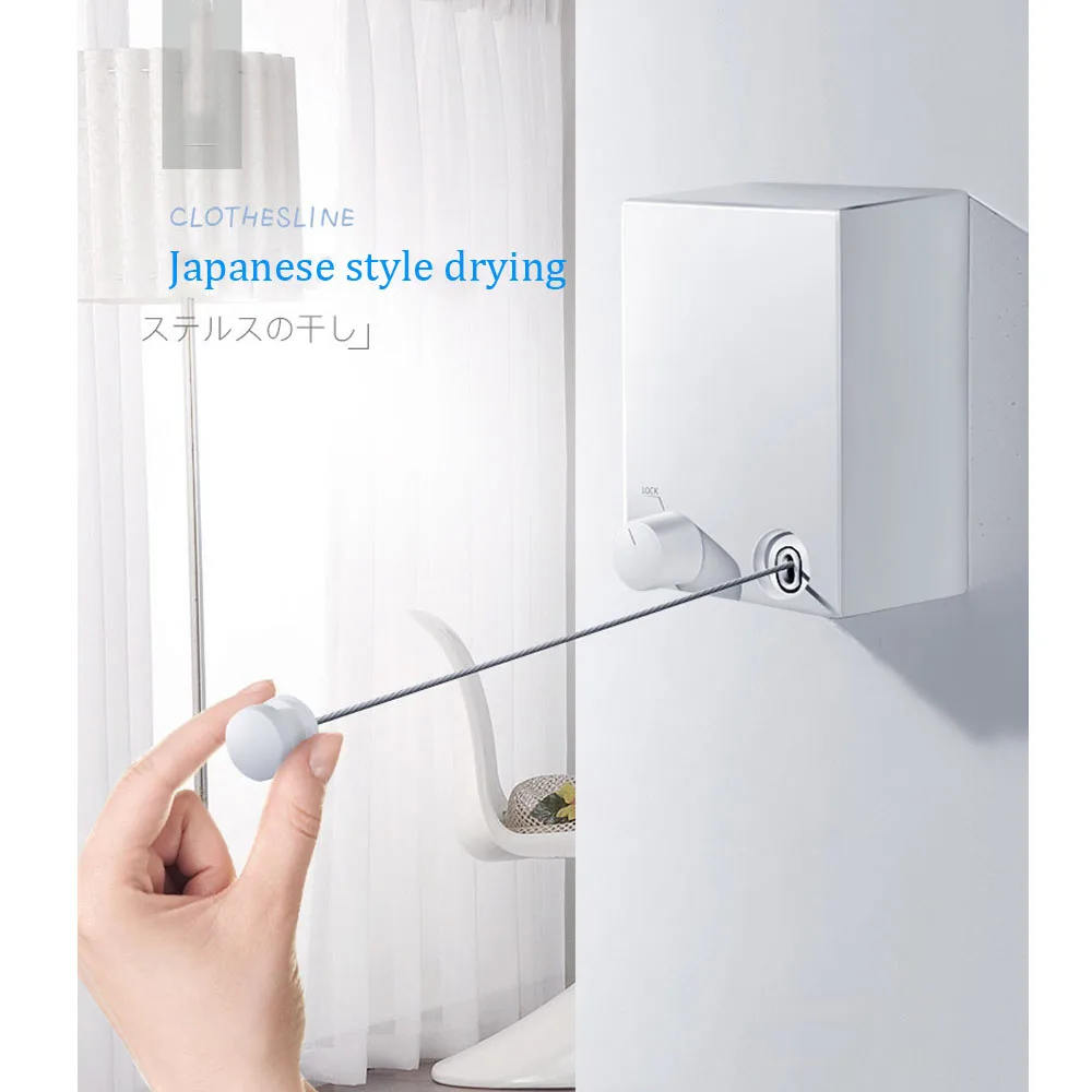 

Indoor Outdoor Retractable Laundry Clothesline Wall Hanging Stretch Washing Clothes Line New Shrinking Balcony Invisible Line