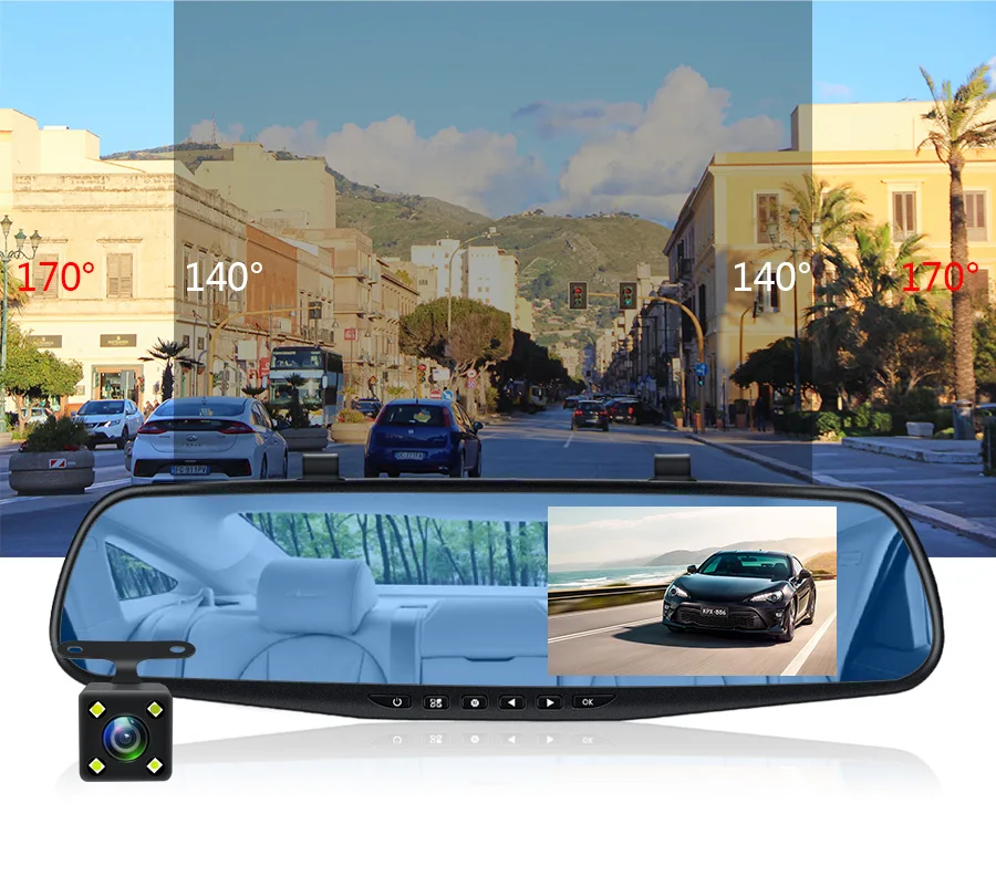 E-ACE Full HD 1080 P Автомобильный видеорегистратор Камера Авто 4.3 дюймов Зеркало заднего вида цифрового видео Регистраторы объектив registrat видеокамера