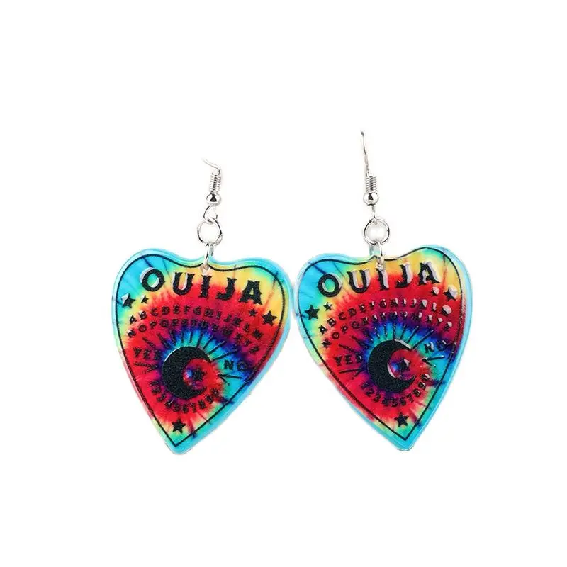 1 пара модные креативные радужные висячие серьги Ouija акриловые Солнце Луна да нет