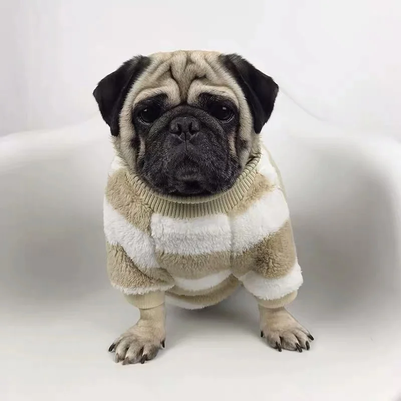 Флисовая Куртка французского бульдога модное пальто Зимняя теплая одежда для