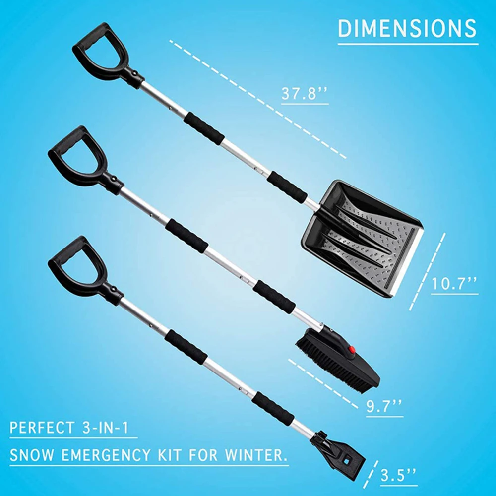 

Новинка 3 шт./набор, набор из нержавеющей стали со съемной выдвижной многофункциональной щеткой для снега на лобовом стекле