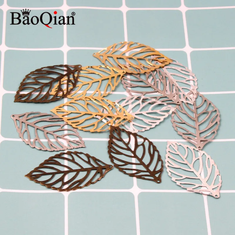 50 штук Пакет 26x44 мм золото/серебро Цвет лист филигранные обертывания