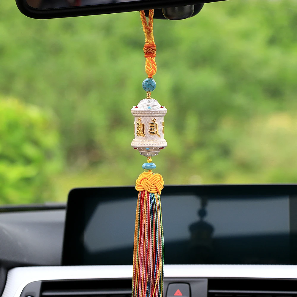 Автомобильный кулон тибетско буддистские молитвенные колеса с кисточкой авто