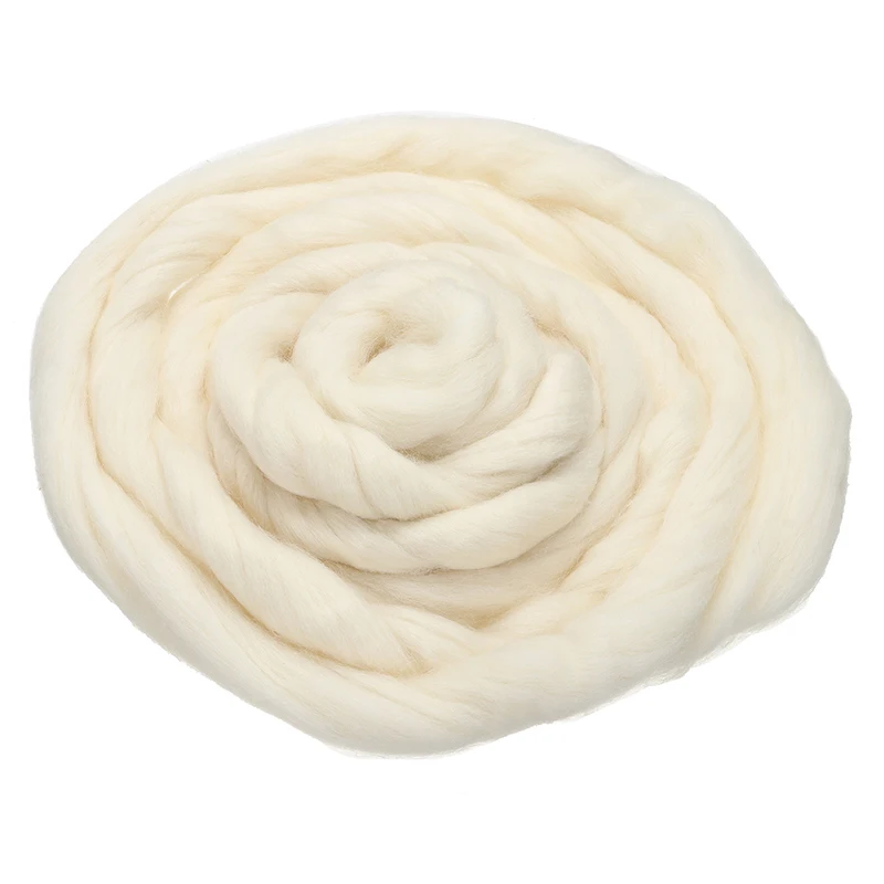 Новинка 100% шетланд Натуральная шерсть кремово-белое волокно 100 г Шерсть-ровинг